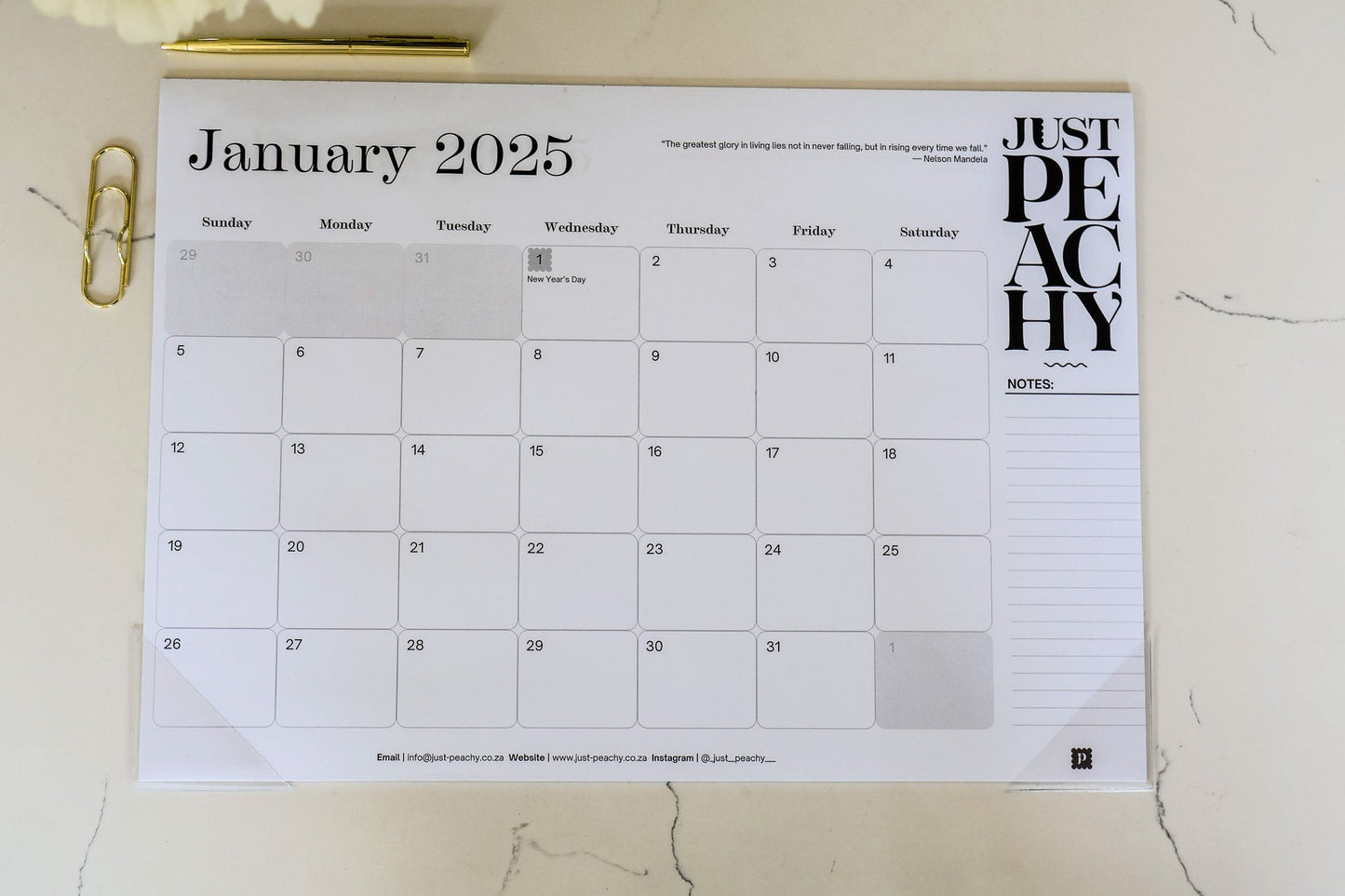 Desk Calendar 2025